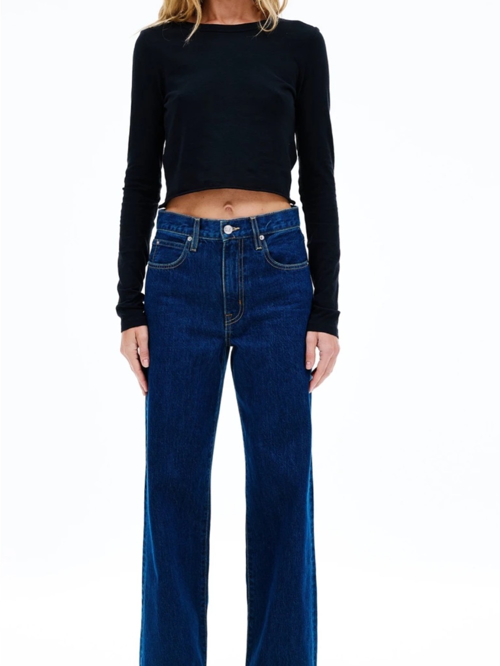 SLVRLAKE Dark Blue High-Rise Wide-Leg Jeans